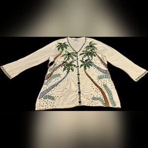 Just B Embroidered Palm Tree Cardigan